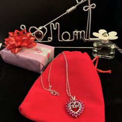Genuine Ruby ❤️ Mom .925 Necklace 