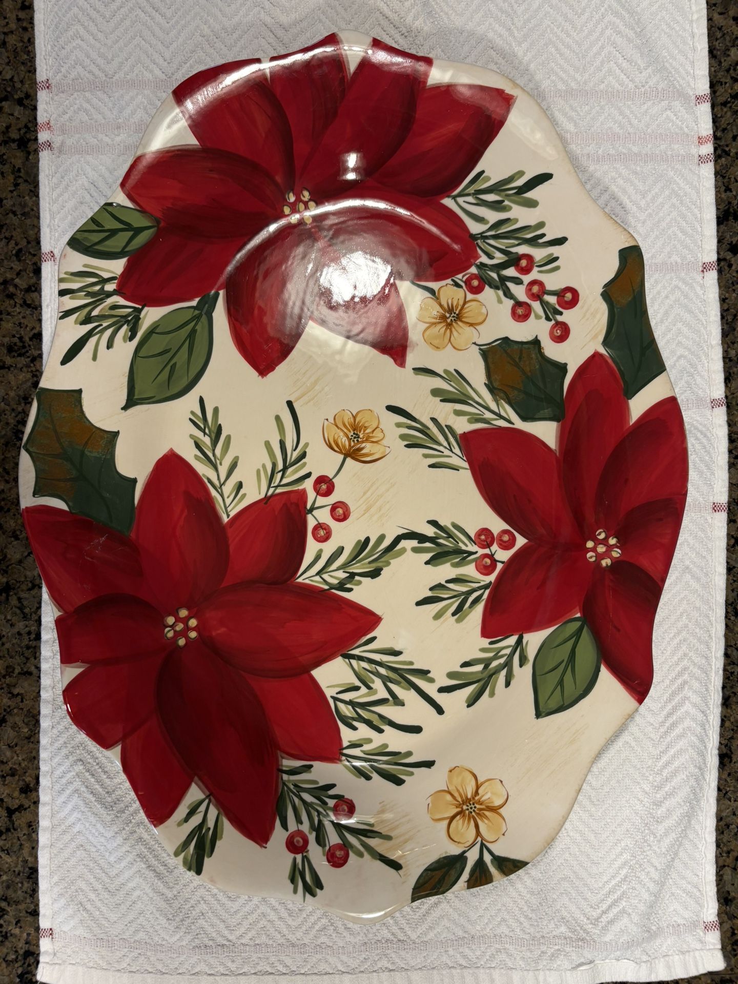 CHRISTMAS POINSETTA LARGE PLATTER
