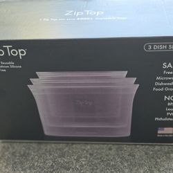 ZipTop Dish 3‑Set (3 reusable silicone containers) — new — $20
