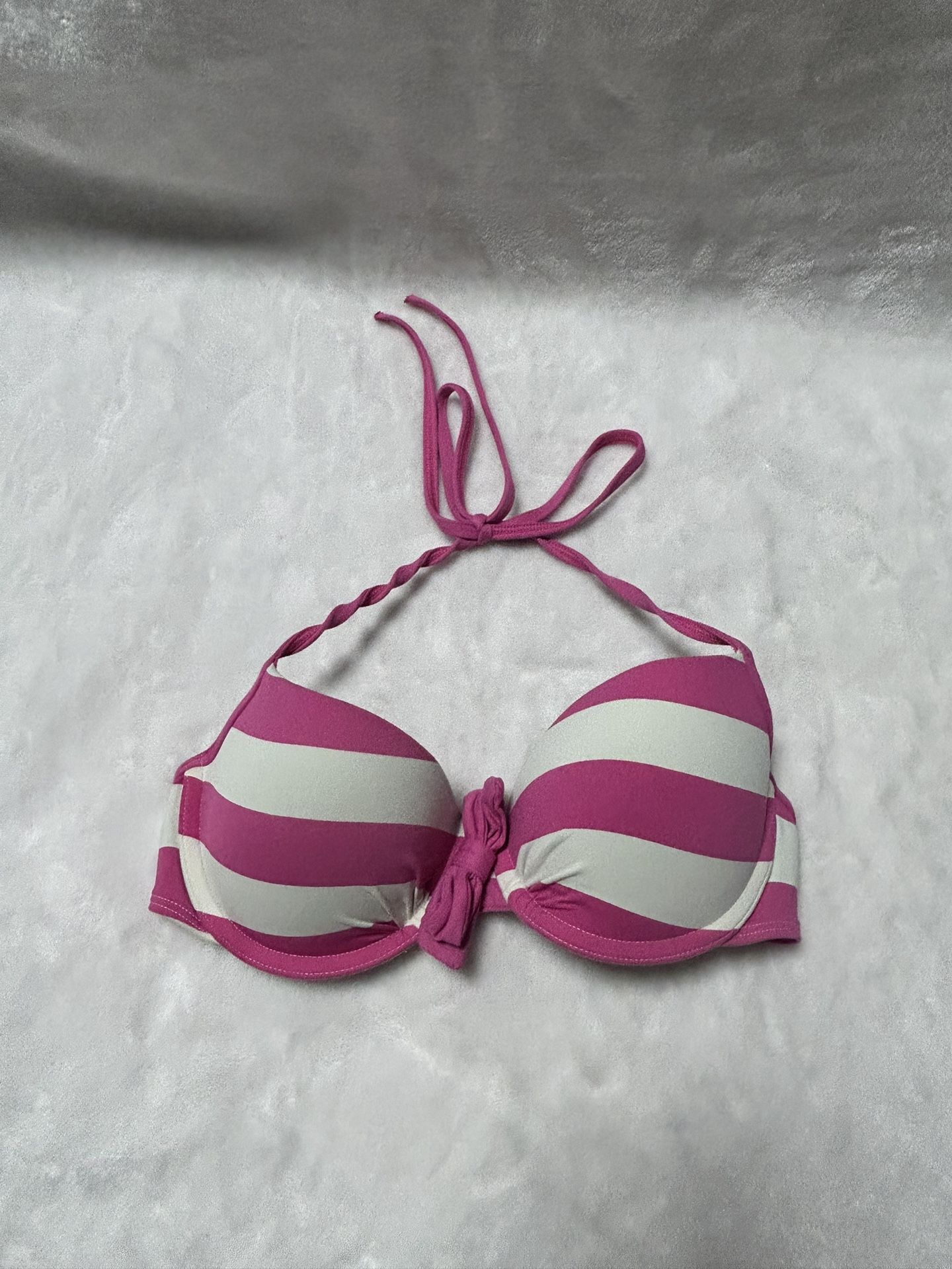 Abercrombie & Fitch white stripped padded bikini bathing suit top small