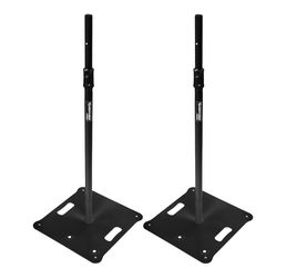Odyssey LSBP72BLK 42.5 - 72 Inch Black Square Base Speaker Stands - Pair With Pole Bag