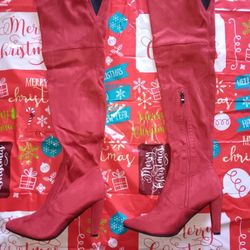 Red Knee-High Boots Size 10 Women's *NEW