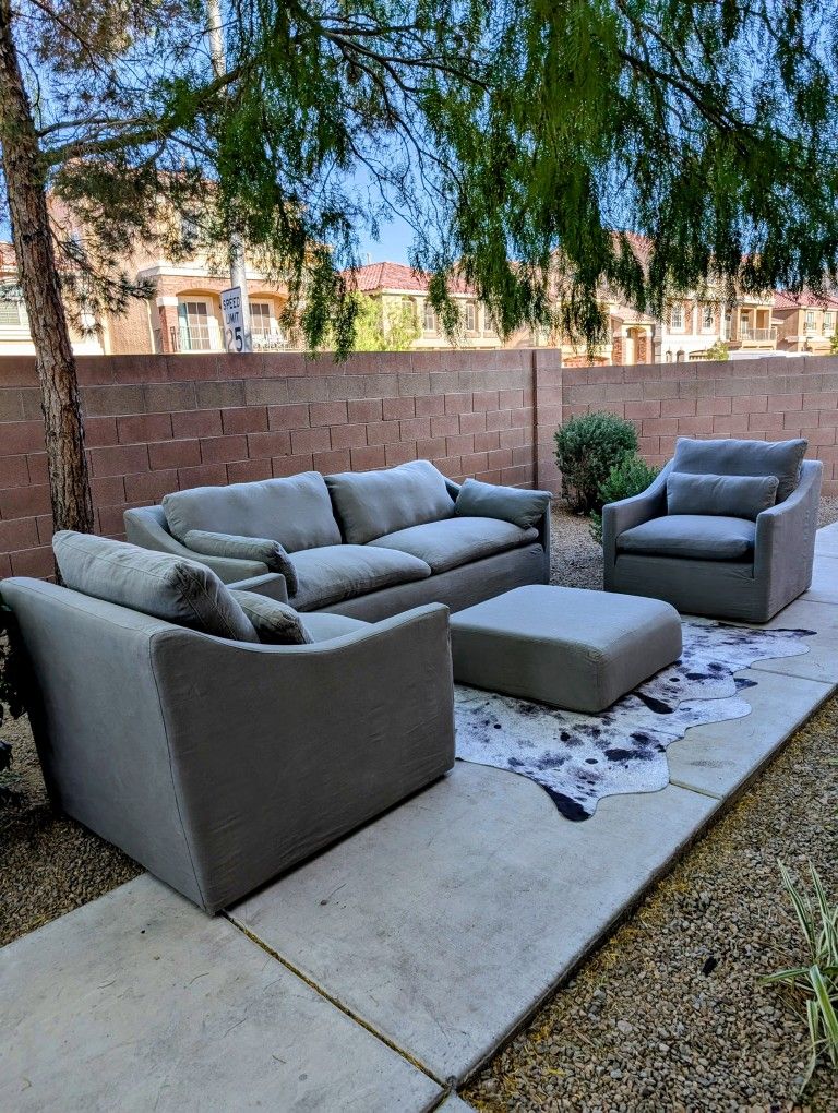 Luxury Restoration Hardware Gray 4 Piece Sofa Set. Free Delivery 