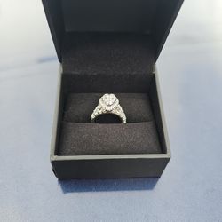 Engagement Ring And Wedding Band Set 14k White Gold