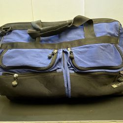 Vintage LL Bean Duffel Weekender Bag Traveler Frame Opening 24” Blue Canvas XL
