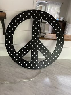 Pottery Barn Lighted Peace Sign Wall Decoration