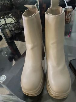 Cream Chelsea Platform Boots