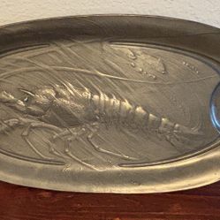 Antique Art Nouveau Pewter Lobster Serving Tray - Imperial Zinn