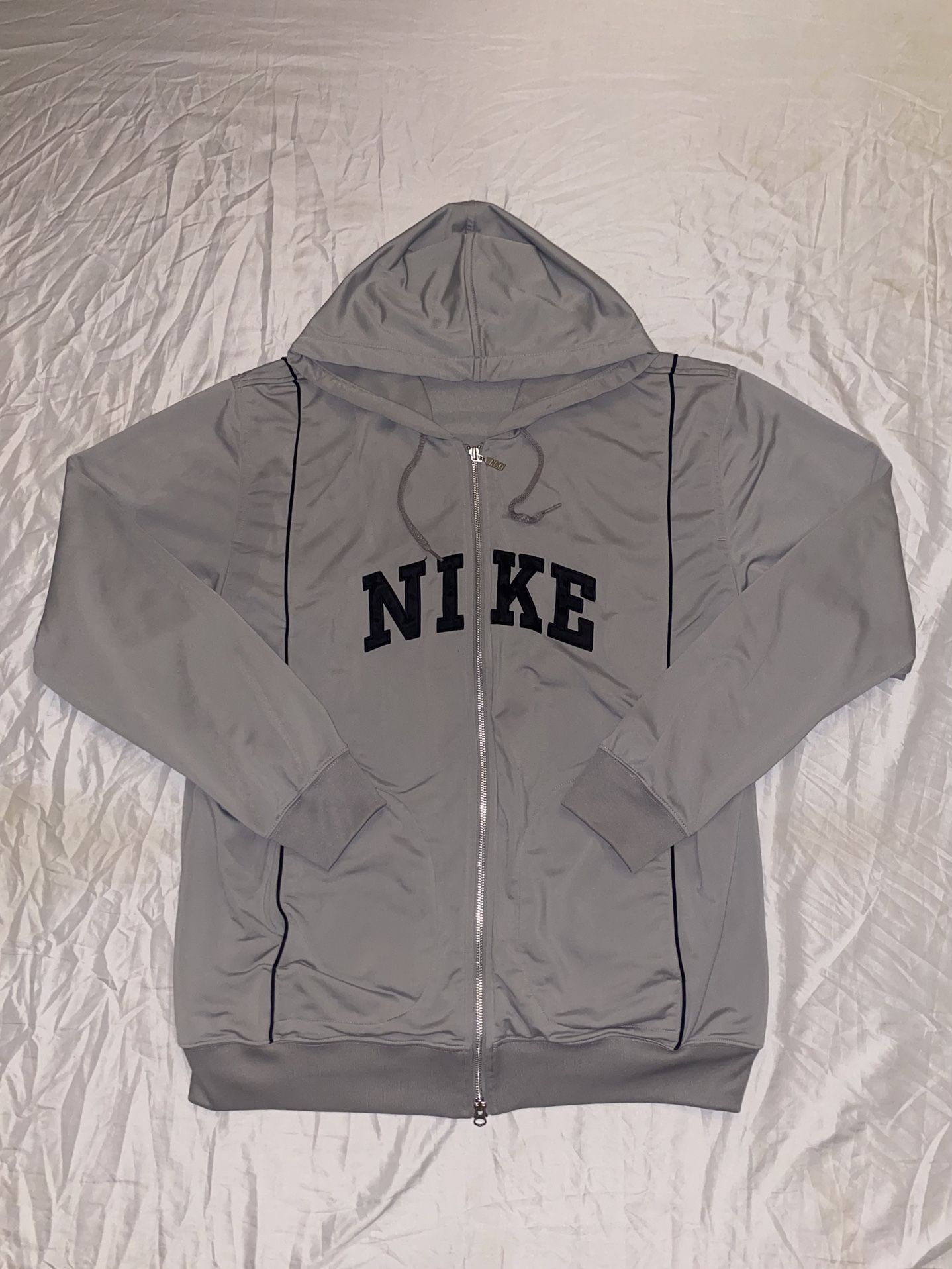 RARE! Vintage (VTG) Nike Spell Out Full Zip Hoodie "Gray" - Size XL