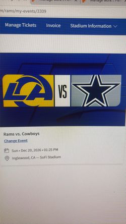 Rams vs cowboys section 313 row 12 aisle seats