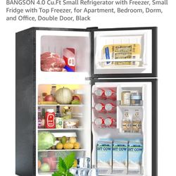 4.0 Cu.Ft Small Refrigerator with Freezer, Small Fridge with Top Freezer, for Apartment, Bedroom, Dorm, and Office, Double Door, Black