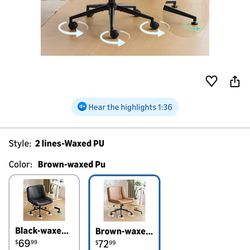 VINGLI Criss Cross Thick Padded Armless Comfy Desk Chair with Dual-Purpose Base,Adjustable Swivel Modern Vanity Chair,Rolling for Home Office, Compute