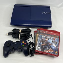 Sony Playstation 3 PS3 Super Slim 250GB Azurite Blue Console Bundle Cech-4201b