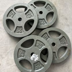 4 plates of 25lb 1inch iron plates $65