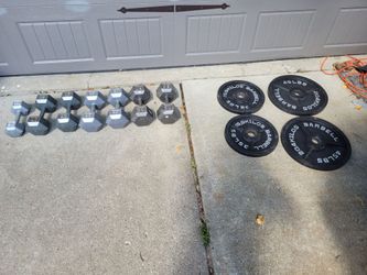 Various solid steel dumbbells, 20, 40, 45, $1. Per pound. In excellent condition. Willing to split.
