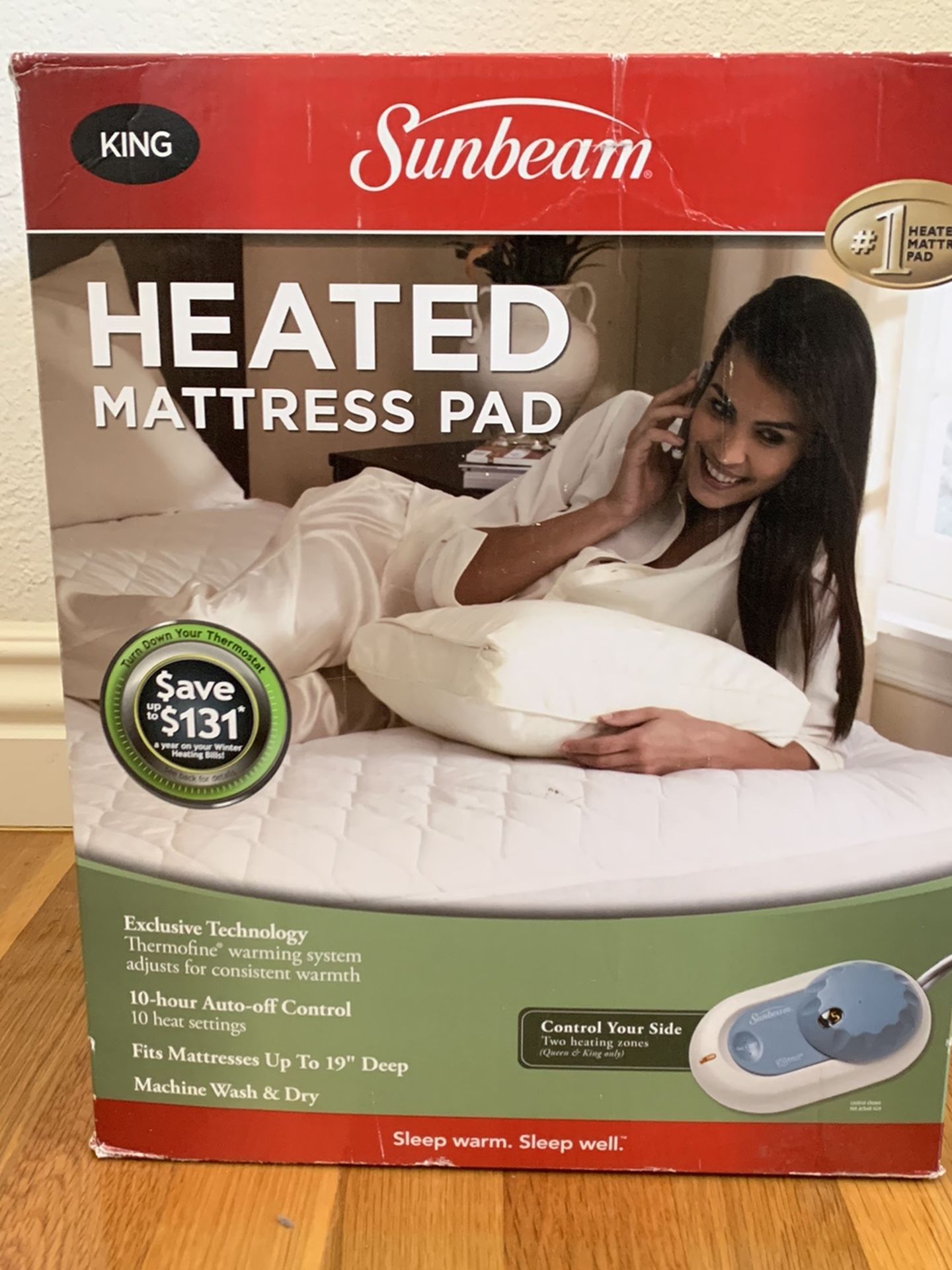King Sunbeam Heated Mattress Pad Quilted Dual Control 10hr Auto