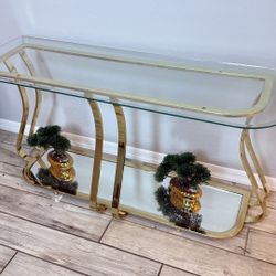 Gold Glass Entry Console Table – Elegant & Modern 