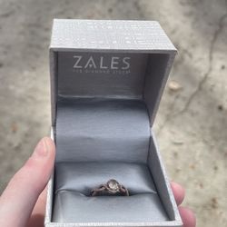 Zales 5.0 mm Morganite And Diamond Frame Twist Shank Engagement Ring In 10K Rose Gold (Size 7)