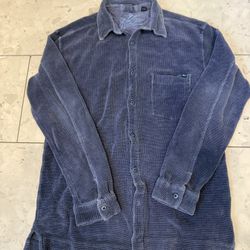 Tommy Bahama Men's Corduroy Button-Up Shirt Long Sleeve Blue Cotton Size L