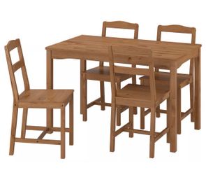 IKEA HÄGERNÄS WOOD Table￼ and 4 chairs, antique stain pine