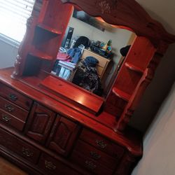 Nice Wood Dresser With Mirror 