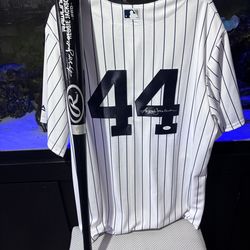 Reggie Jackson signed jersey and bat