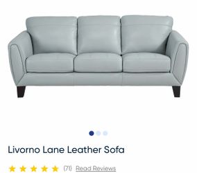 Rooms To Go Livorno Lane Aqua Leather Sofa