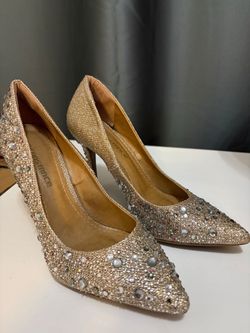 Gold Rhinestone Pointed-Toe Heels