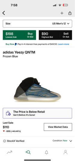 Yeezy QNTM Frozen Blue Size 12 Brand New