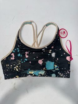 Justice Girls Sports Bra Paint Splatter Print
