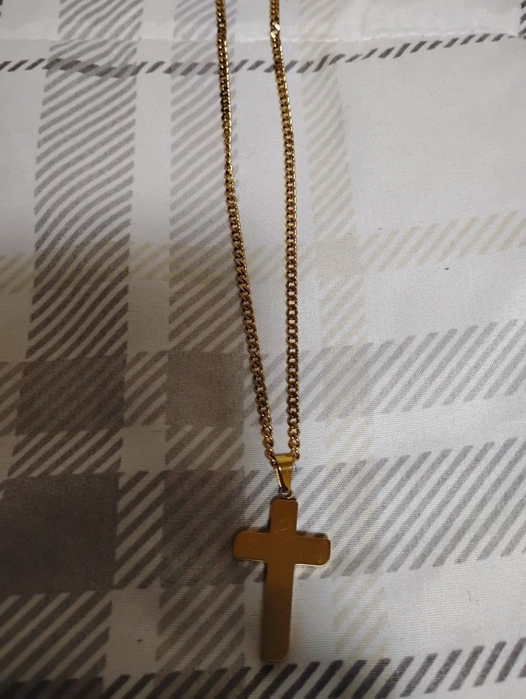 Gold Plated Chain Cross