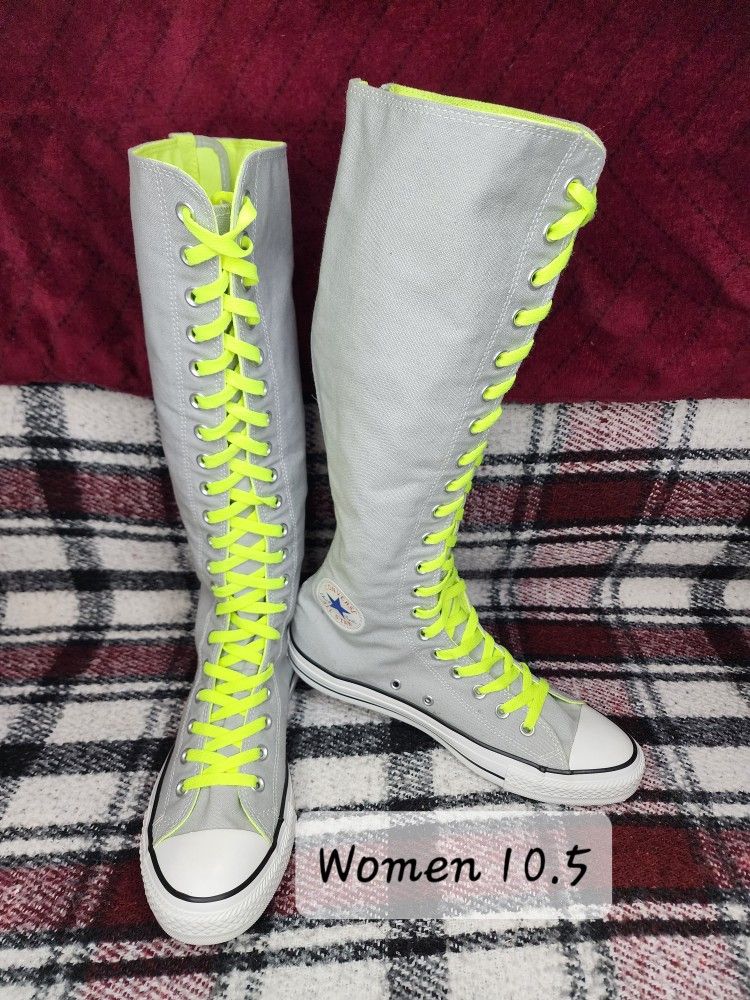 Grey knee high converse sale