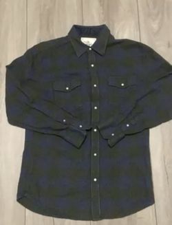 Vintage Age Of Wisdom Blue & Gray Lumberjack Plaid Flannel - Large