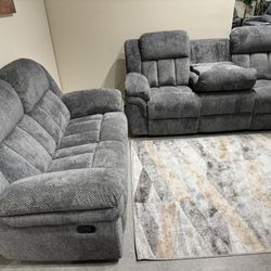 Sofa and Loveseat W/ Recliners Droptop, And Cupholders Furniture Couches