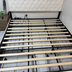 King Upholstered LED Bed Frame with 4 drawers.