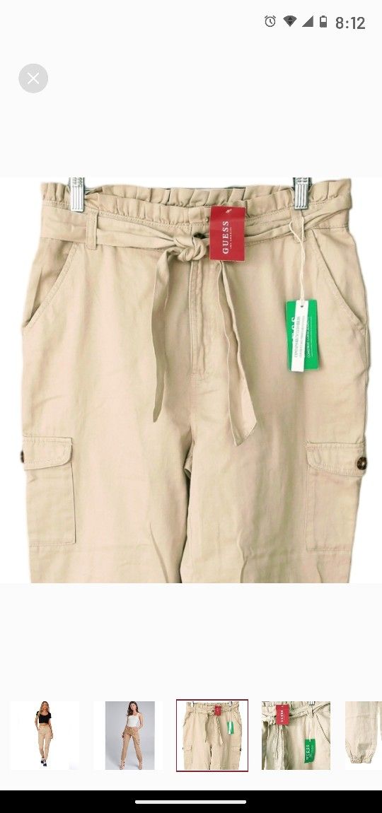 NWT Guess Khaki Padgett Twill Women's Cargo Pants.