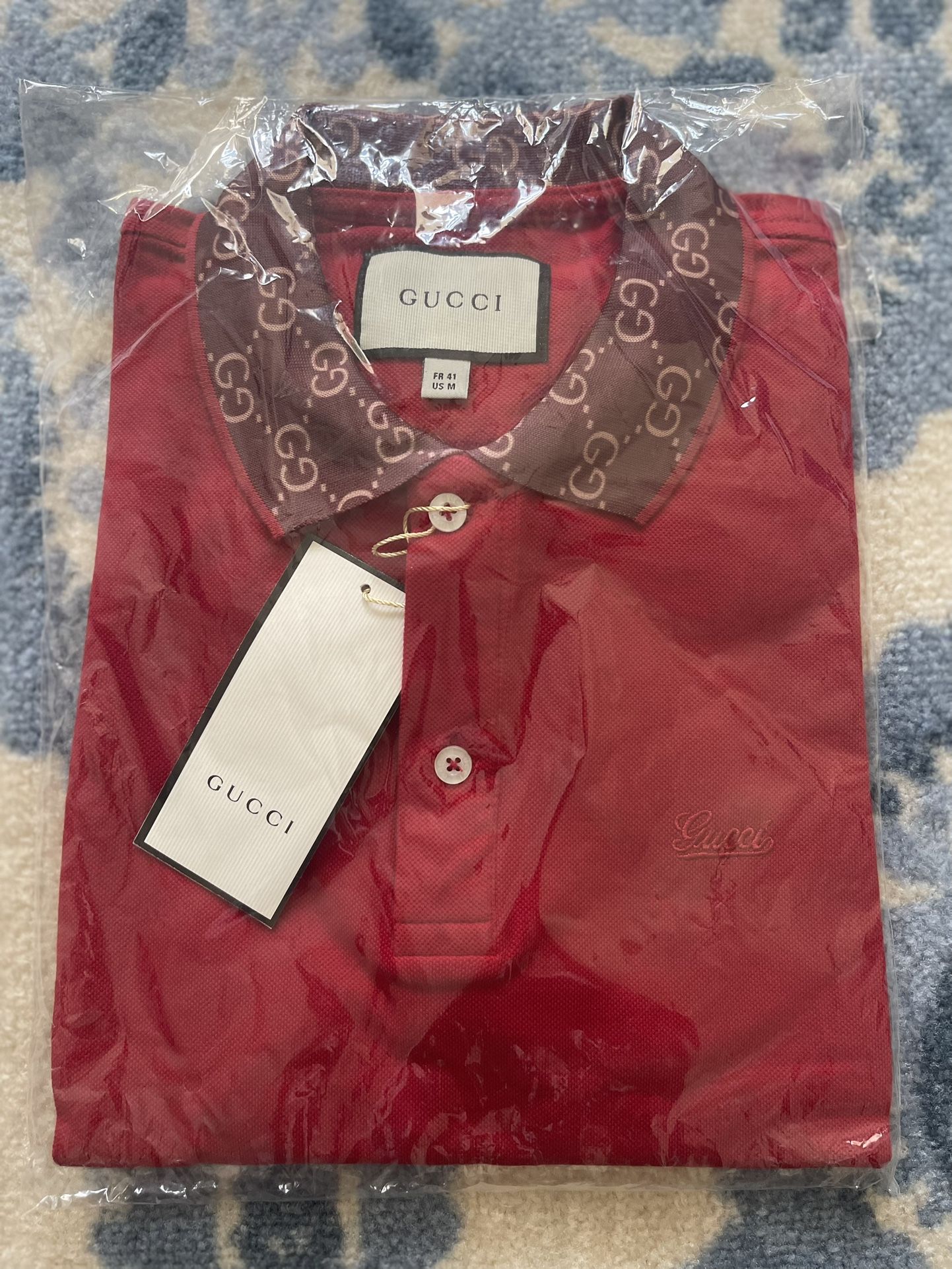 NWT Gucci Medium Size Man Red Polo T-shirt