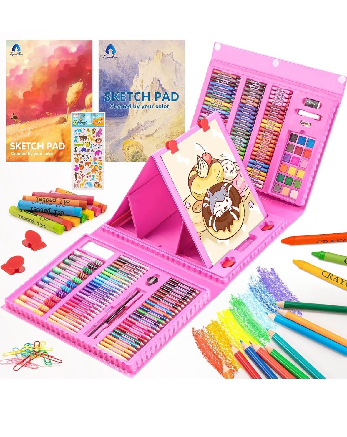 VigorFun Art Supplies, 240-Piece Drawing Art Kit, Gifts for Kids Girls Boys Teens