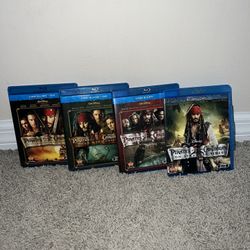 Pirates Of The Carribean 1-4 Movie Blu-ray Set With Bonus Features 11 Disks Total 