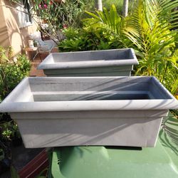 Large Rectangular Planters Gray Lot of 2