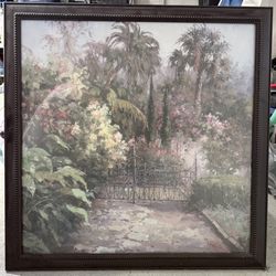 Palm Garden Scene Framed Print by John Richard