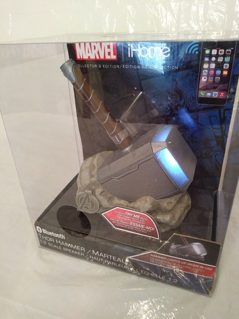 Marvel Thor Hammer iHome Wireless Bluetooth Speaker Touch Sensitive Lights Up