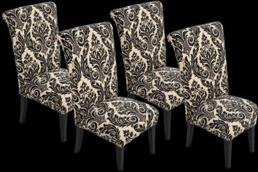 4 Dining Room Chairs- Pier Imports Damask, Cream/Black Print - $200