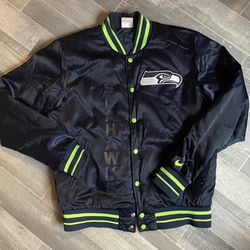 Nike Branded Seahawks iconic satin bomber jacket