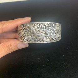 925 Silver Bangle Bracelet with diamonds