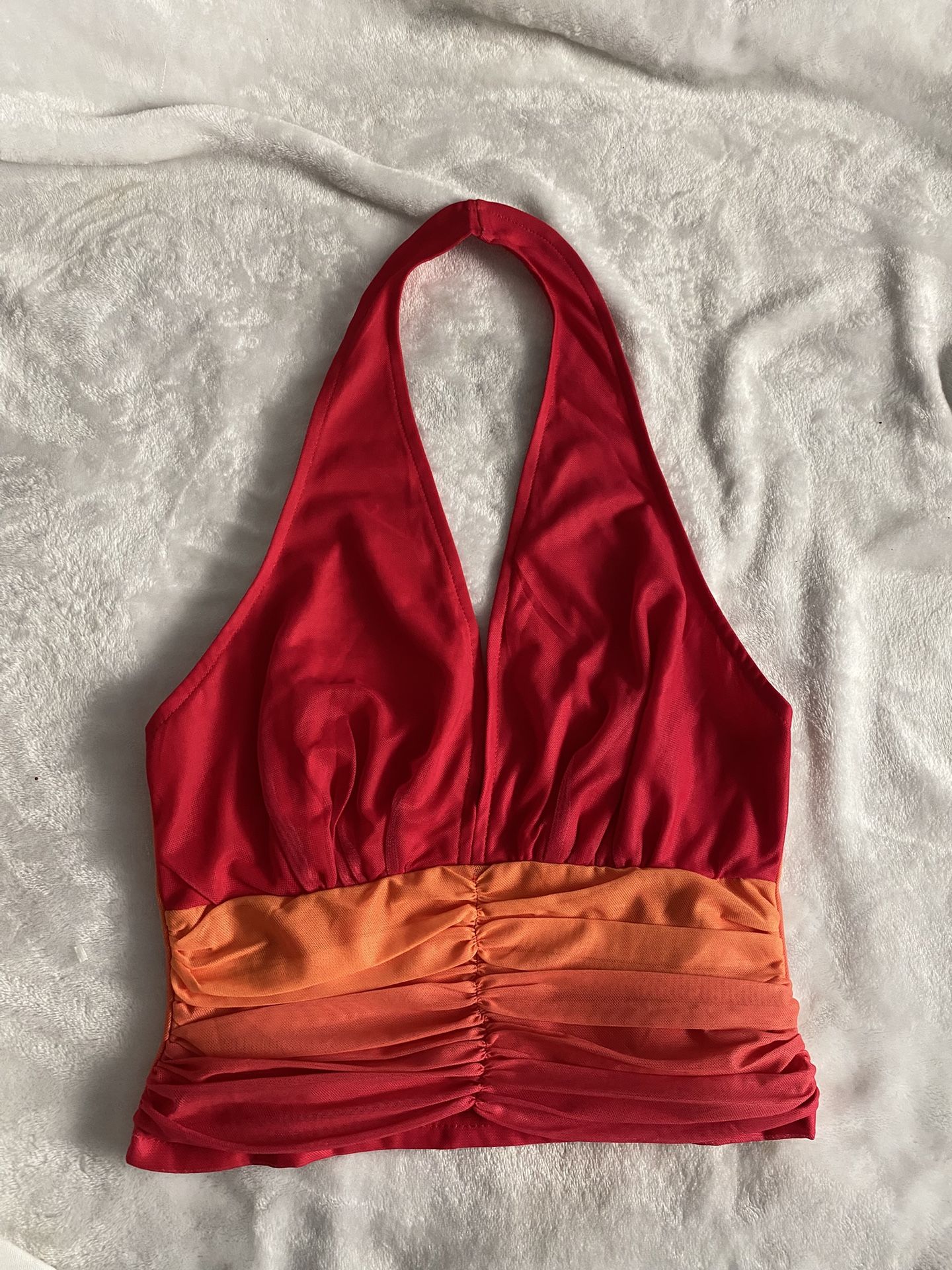 Orange Red Halter Top