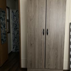 Grey Armoire Portable Closet 