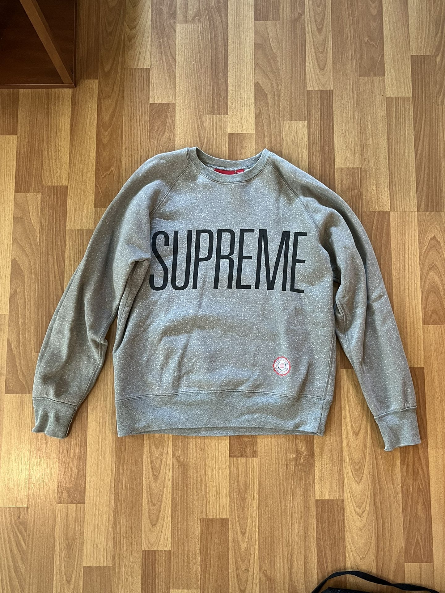 Grey SUPREME Crewneck Sweatshirt