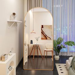 Arched Full Length Mirror, L71’’W31.5’’ Floor Mirror with Stand, Arched Wall Mirror Full Length, Large Standing Mirror Full Length, Wall-Mounted Mirro