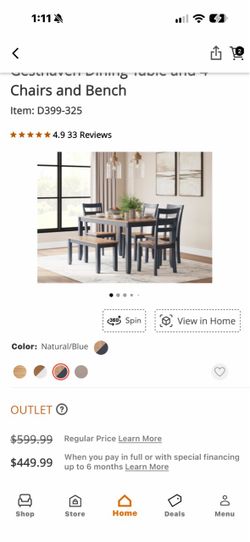 Dining table with 4 chairs and one bench